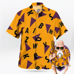 Master Roshi Pattern Dragon Ball Z Button Up Hawaiian Shirt