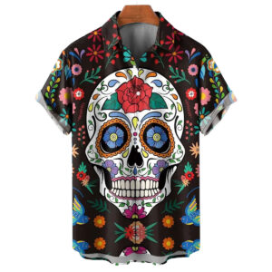 Giant Skull Bloom Men's Hawaiian Shirt