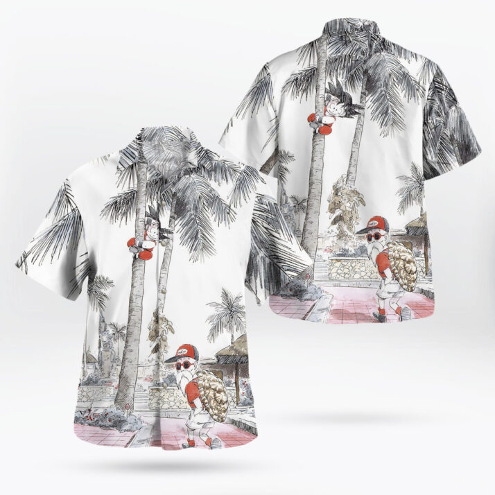 Goku and Master Roshi Button Up Hawaiian Shirt - Image 3