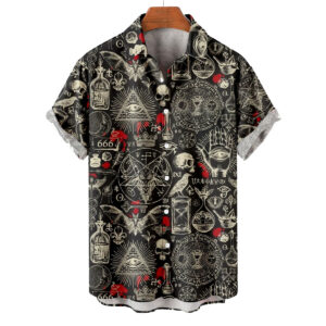 Gothic Ancient Skull Runes Hawaiian Shirt