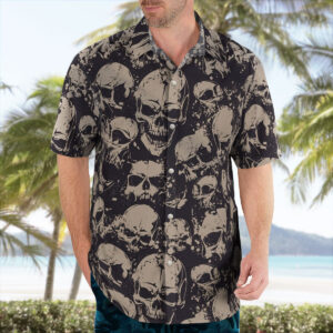 Dark Gothic Skull Pattern Men's Hawaiian Shirt