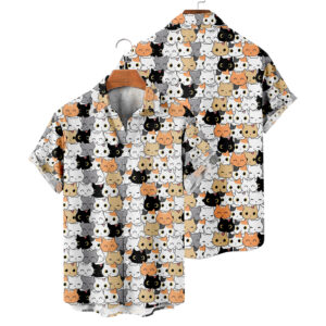 Hawaiian Shirt with Cat Face