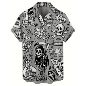 Skull Horror 3d Print Casual Men's Hawaiian Shirts