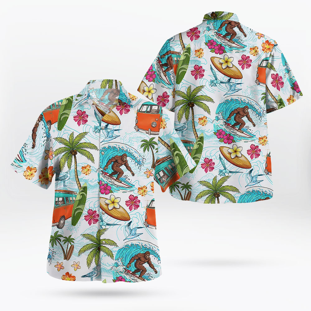 Aloha Bigfoot Button Up Shirt – Tropical Sasquatch Print Shirt 8 Aloha Bigfoot Button Up Shirt – Tropical Sasquatch Print Shirt for Men 3