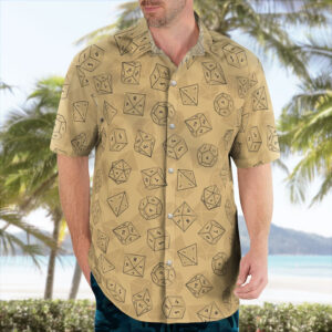 Basic DND Hawaiian Shirt – Minimal Dice Print for RPG Lovers 2