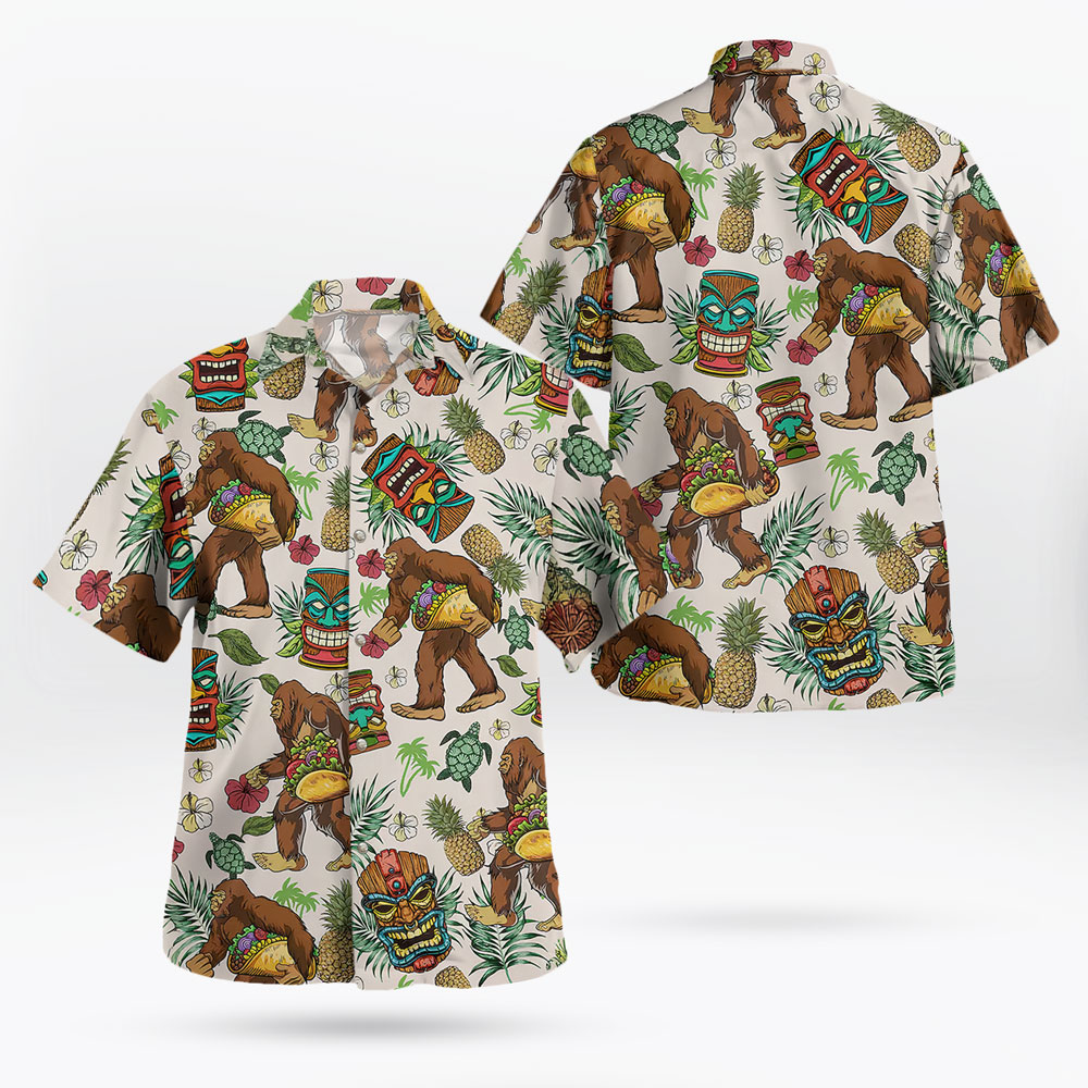 Bigfoot Aloha Vibes Hawaiian Shirt Tropical Sasquatch Print Shirt 3 Bigfoot Aloha Vibes Hawaiian Shirt Tropical Sasquatch Print Shirt - Image 3
