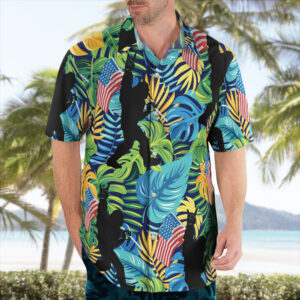 Bigfoot Sasquatch Flag USA Button Up Hawaiian Shirt