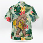 Bigfoot Sasquatch Tropical Floral Hawaiian Shirt