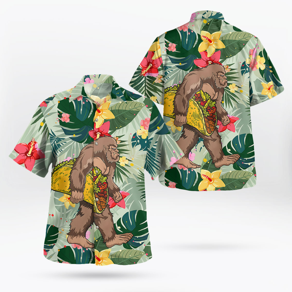 Bigfoot Sasquatch Tropical Floral Hawaiian Shirt – Bold Sasquatch Aloha Style 7 Bigfoot Sasquatch Tropical Floral Hawaiian Shirt