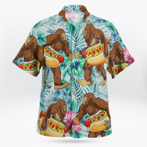 Bigfoot Sasquatch Aloha Pattern Button Up Hawaiian Shirt