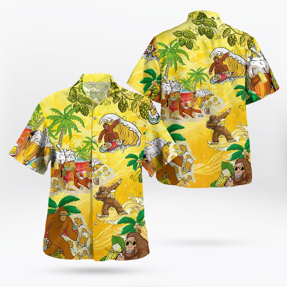 Aloha Bigfoot Beer Hawaiian Shirt - Sasquatch Button-Up