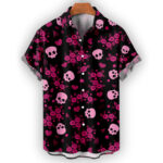 Black Pink Skull Pattern Hawaiian Shirt – Bold Tropical Punk Style