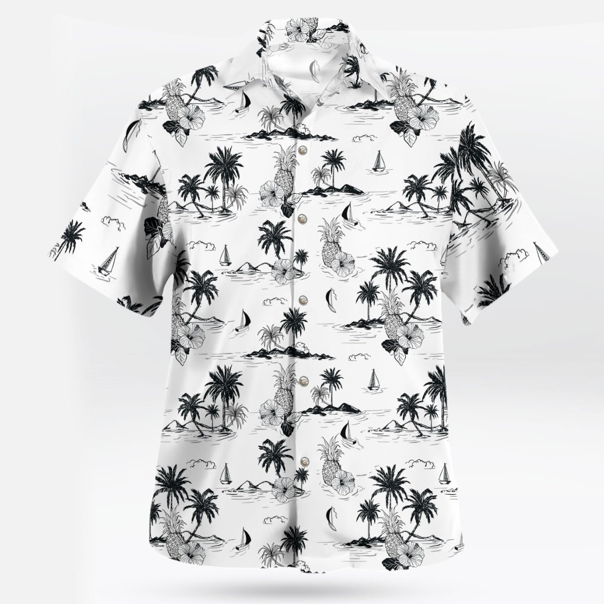 Black White Pineapple Hawaiian Shirt 1
