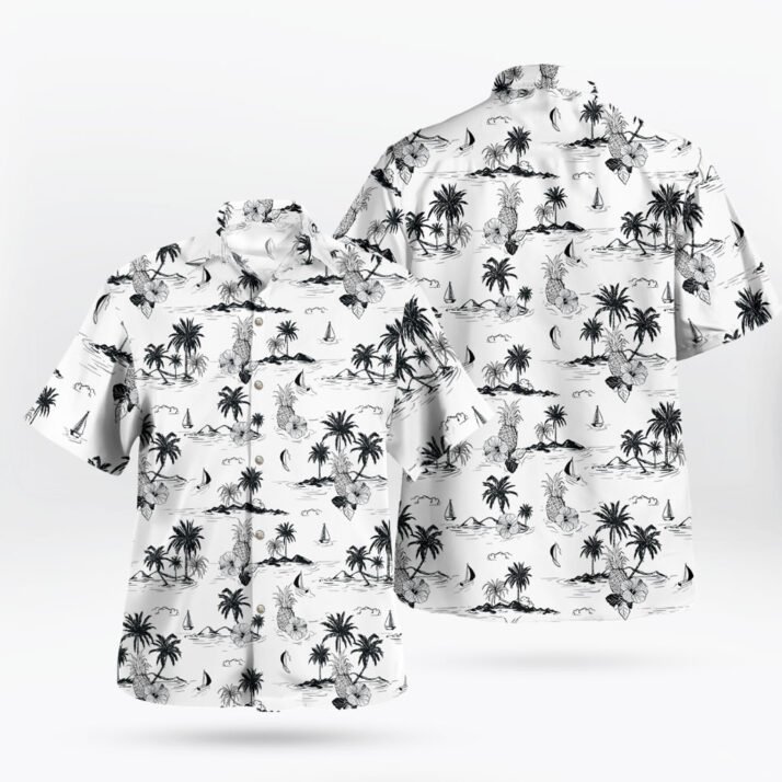 Black White Pineapple Hawaiian Shirt