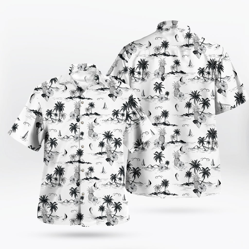 Black White Pineapple Hawaiian Shirt