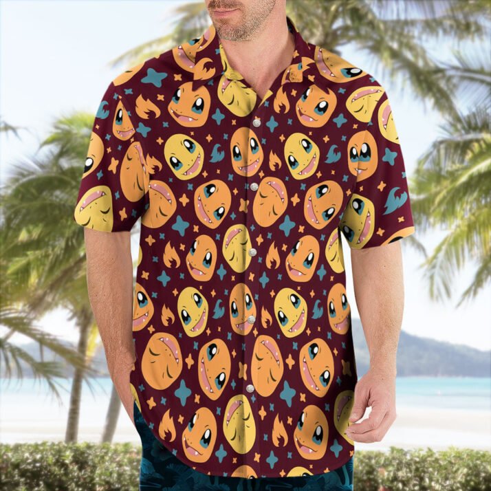 Charmander Hawaiian Shirt – Flame-Tail Tropical Vibes - Image 3