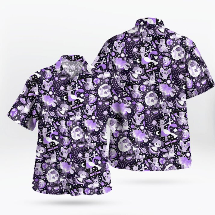 Cosmic Pokemon Hawaiian Shirt – Purple Galaxy Vibes