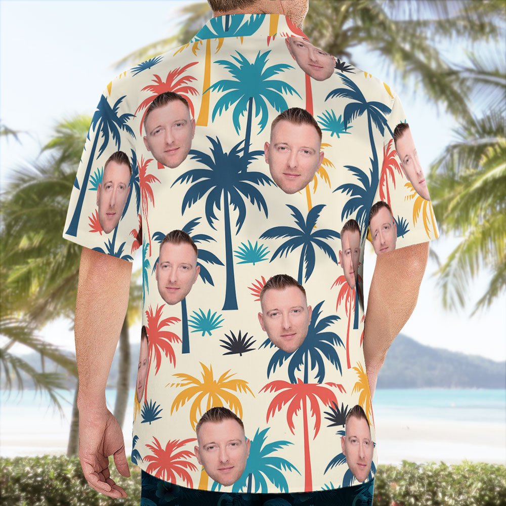 Custom Coconut Tree Hawaiian Shirt with Face – Personalized Tropical Aloha
