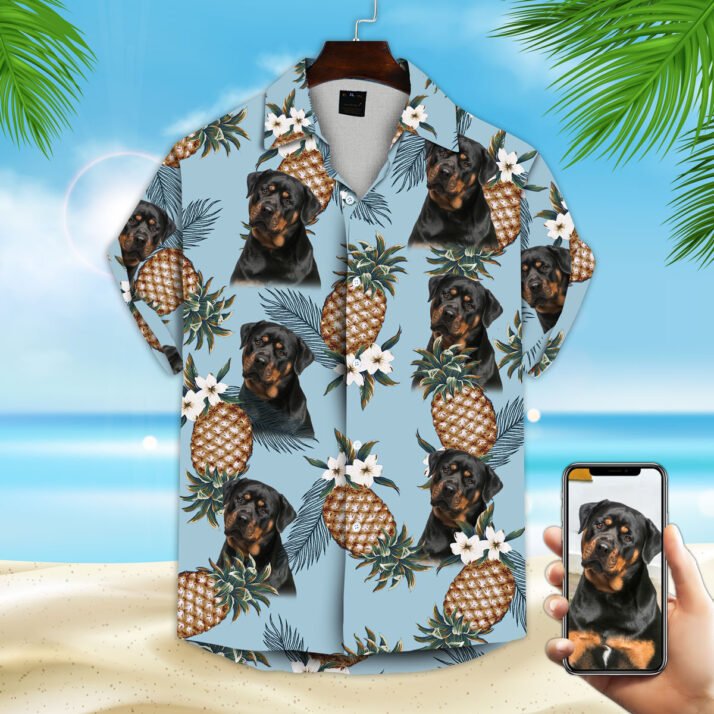 Custom Dog Face & Pineapple Hawaiian Shirt