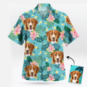 Custom Hibiscus Hawaiian Shirt with Dog Face av