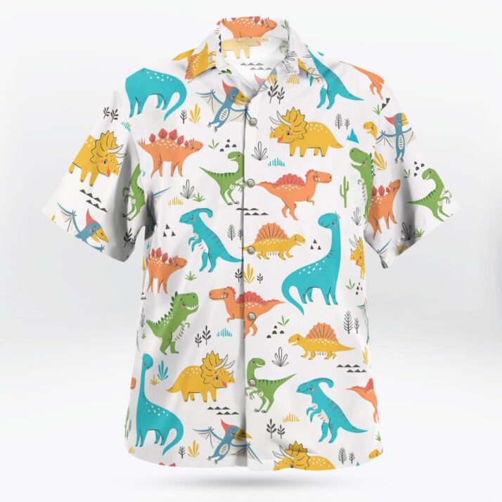 Dino Fiesta Colorful Dinosaurs Hawaiian Shirt