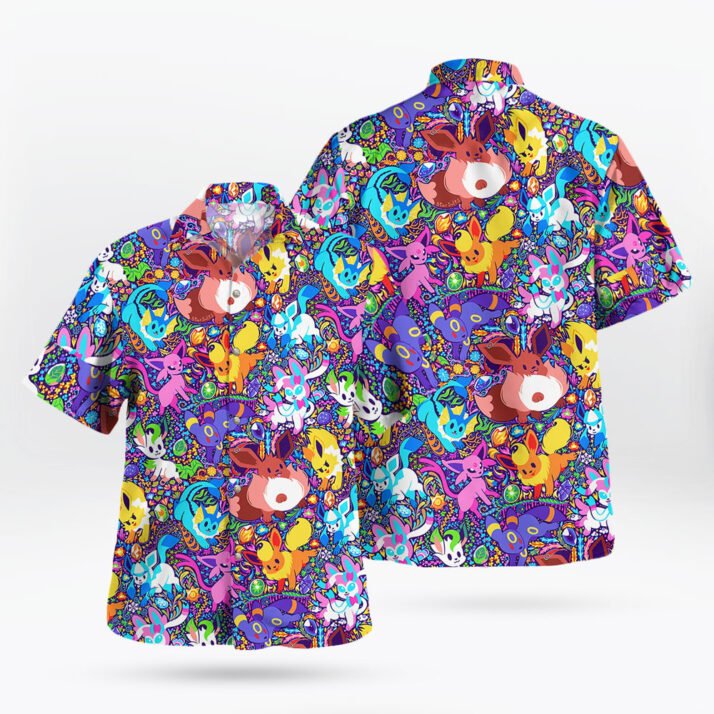 Eevee Evolutions Hawaiian Shirt – Tropical Pokemon Style - Image 2