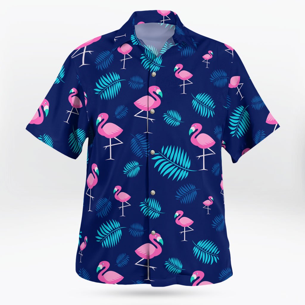 Flamingo Breeze Tropical Print Button-up Shirt