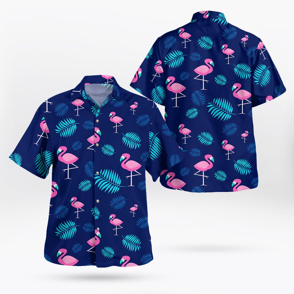 Flamingo Breeze Tropical Print Button-up Shirt