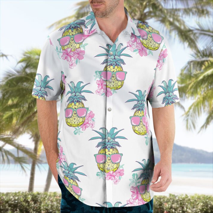 Funny Pineapple Sunglasses Hawaiian Shirt – Tropical Summer Vibes - Image 2