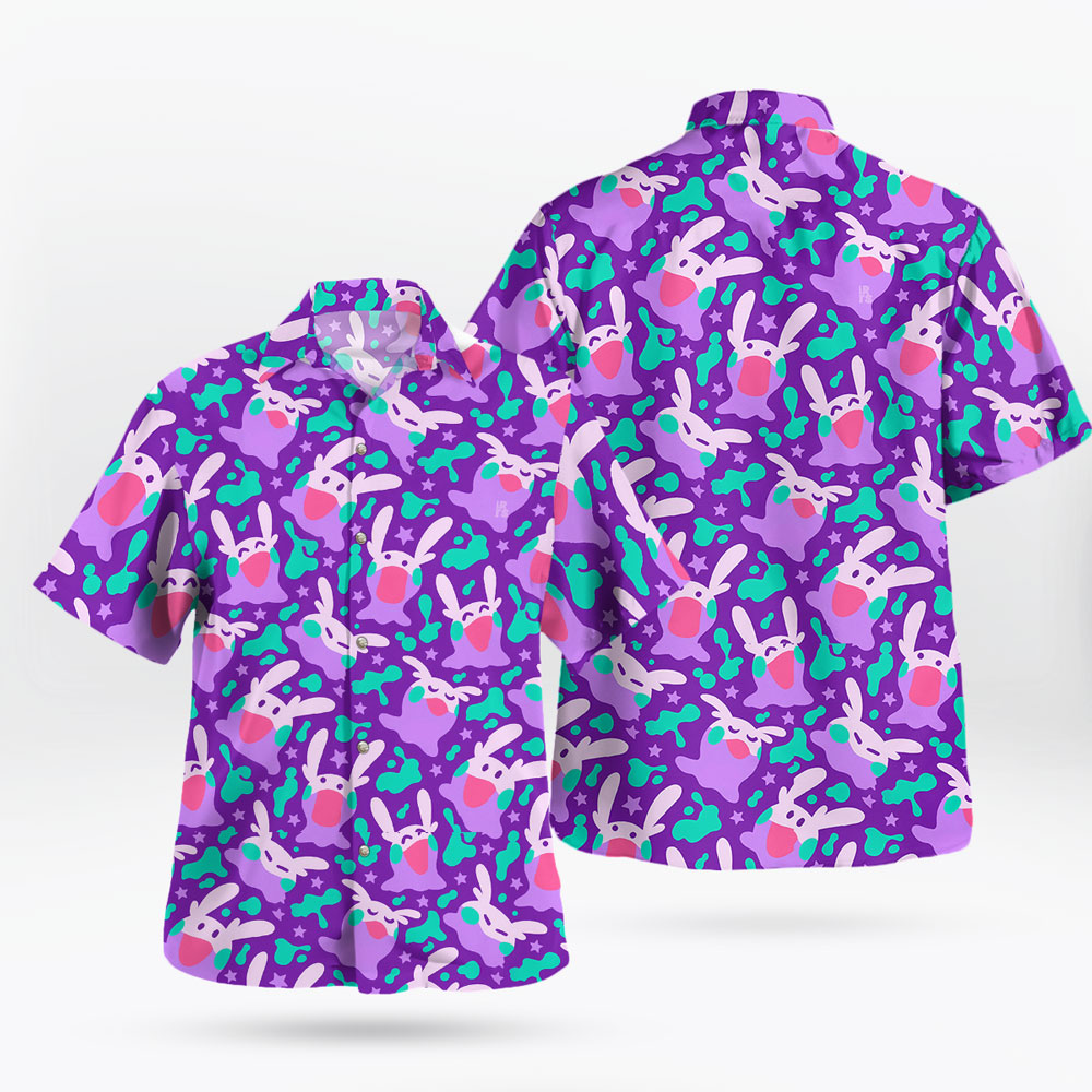 Goomy Pattern Hawaiian Shirt – Soft Dragon Vibes for Summer 6 Goomy Pattern Hawaiian Shirt – Purple Base Tropical Vibes