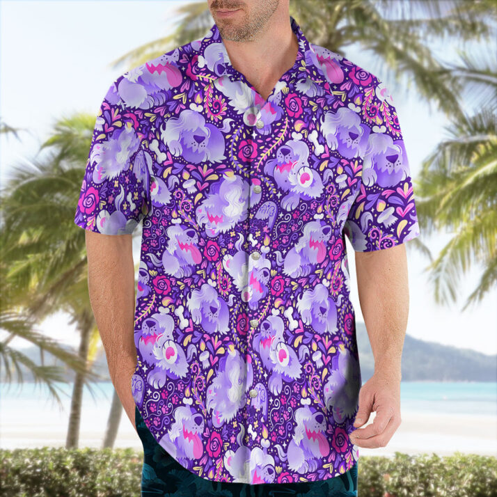 Greavard Purple Pattern Hawaiian Shirt – Spooky & Stylish Summer Look - Image 3