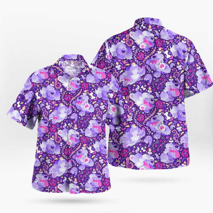 Greavard Purple Pattern Hawaiian Shirt – Spooky & Stylish Summer Look - Image 2