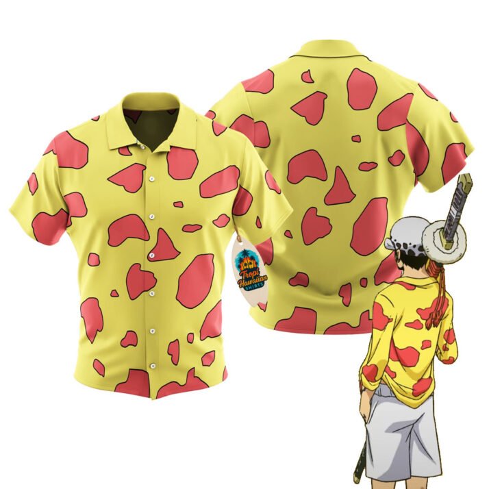 Law One Piece Film Red Collar Shirt