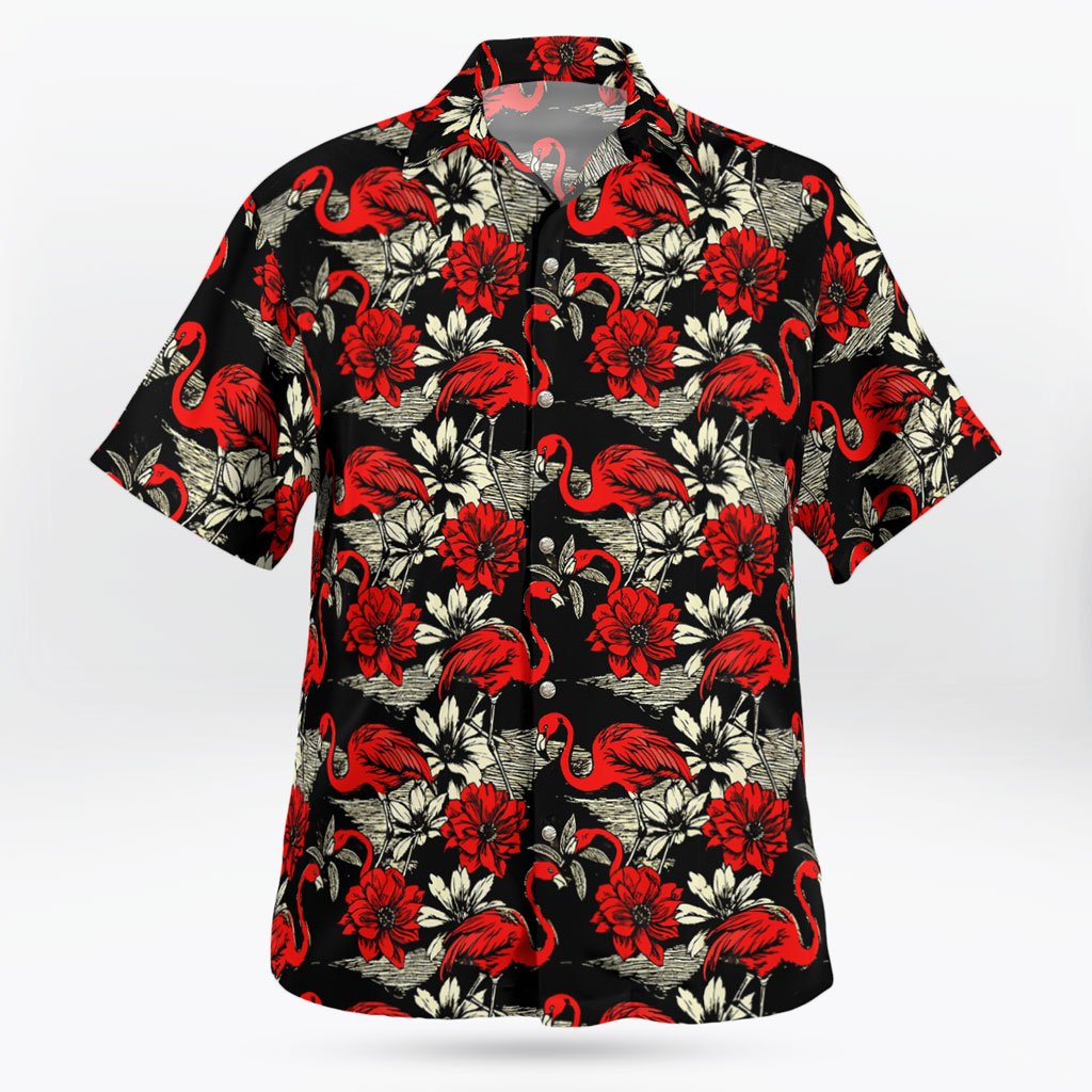 Men's Shirt With Red Flamingos Midnight