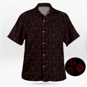 Minimal DND Dice Hawaiian Shirt – Simple Dice Pattern Aloha Shirt for Gamers