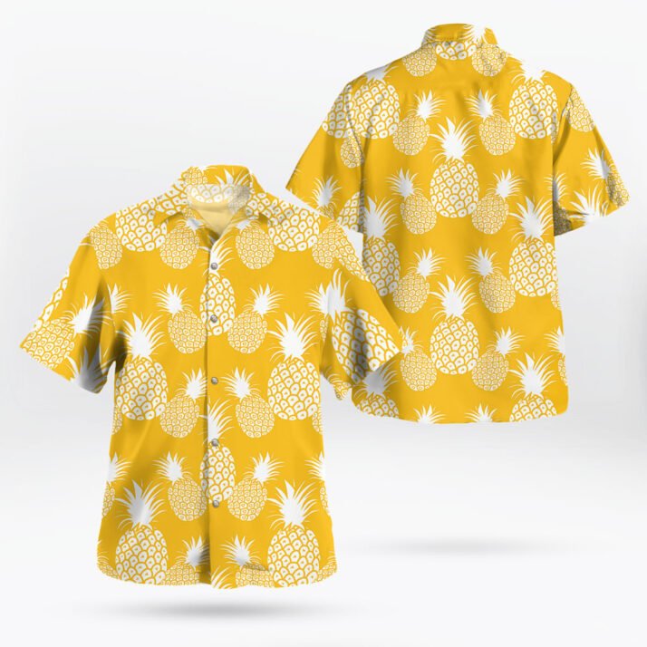 Minimalist Pineapple Hawaiian Shirt – Yellow Aloha Summer Style - Image 4