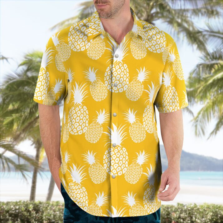 Minimalist Pineapple Hawaiian Shirt – Yellow Aloha Summer Style - Image 2