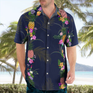 Navy Tropical Night Floral Hawaiian Shirt