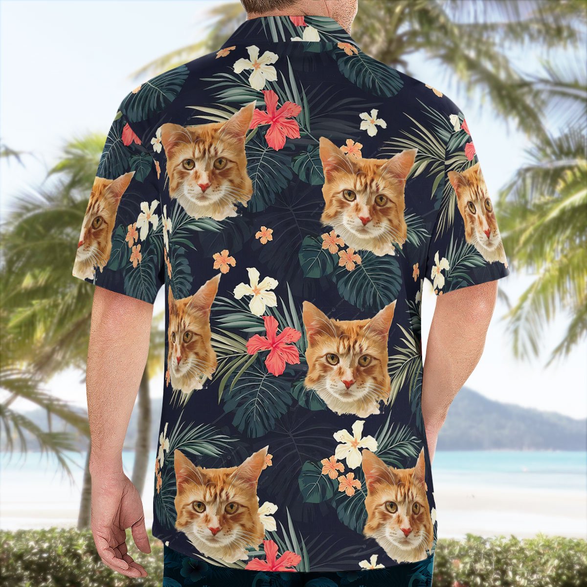 Personalized Aloha Design Hawaiian Shirt with Cat Face