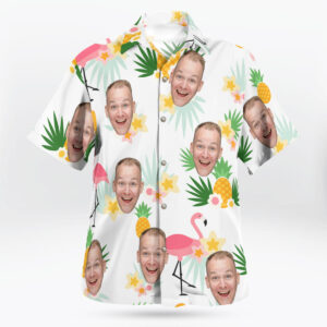 Personalized Flamingo Hawaiian Shirt – Funny Custom Face Aloha Beach Shirt Unisex