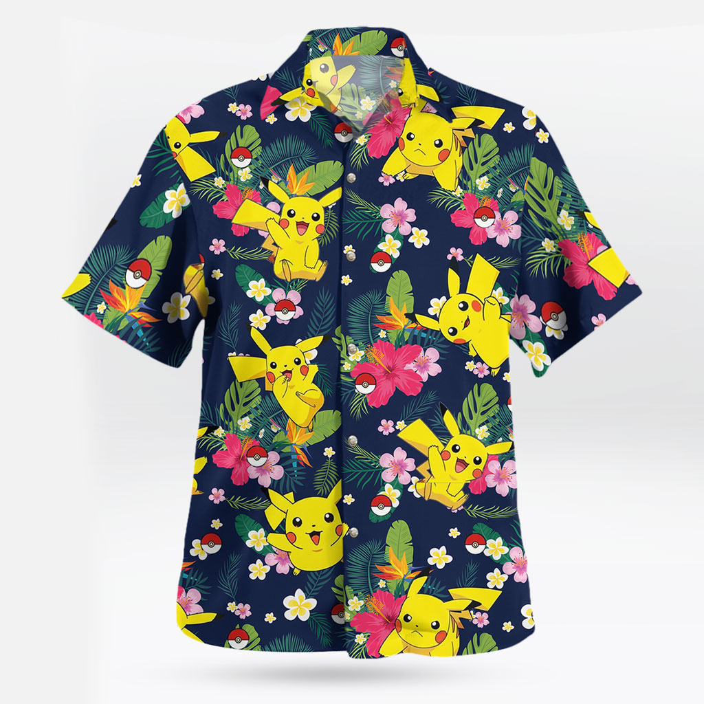 Pikachu Floral Pattern Hawaiian Shirt – Tropical Summer Style 6 Pikachu Floral Pattern Hawaiian Shirt