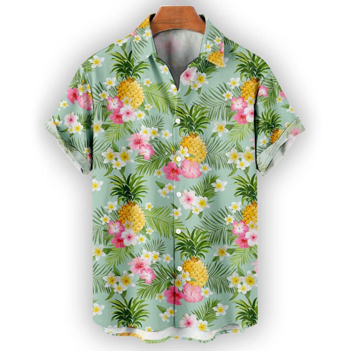 Pineapple Hibiscus Palm Leaves Hawaiian Shirt