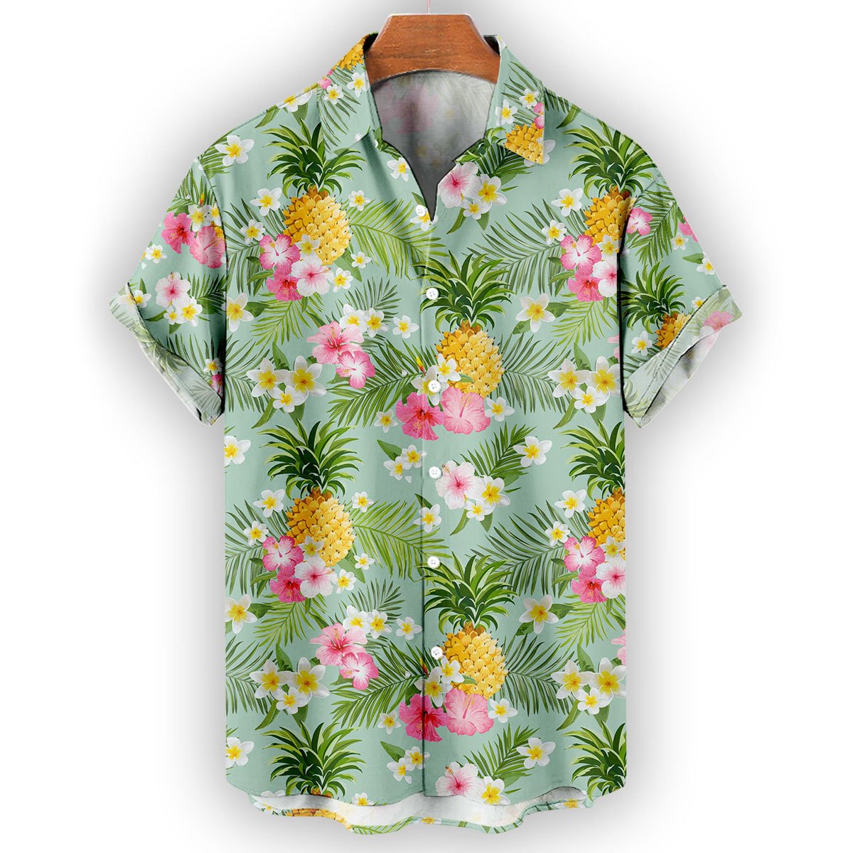 Pineapple Hibiscus Palm Leaves Hawaiian Shirt
