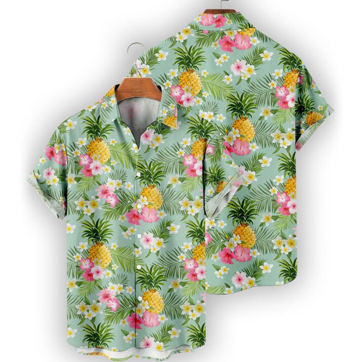 Pineapple Hibiscus Palm Leaves Hawaiian Shirt