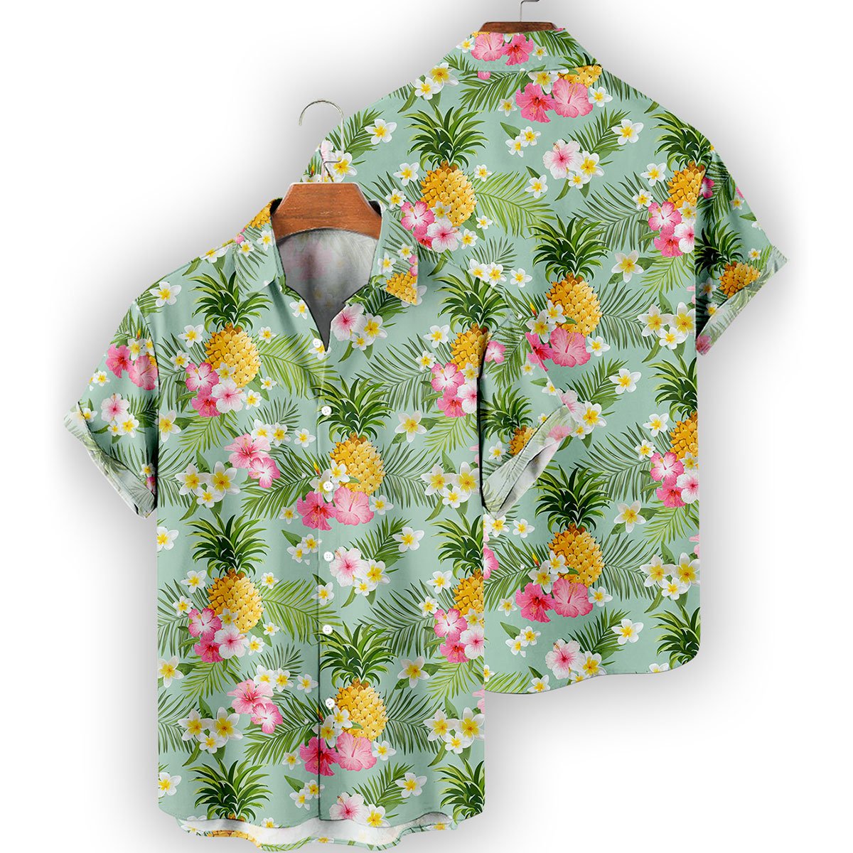 Pineapple Hibiscus Palm Leaves Hawaiian Shirt