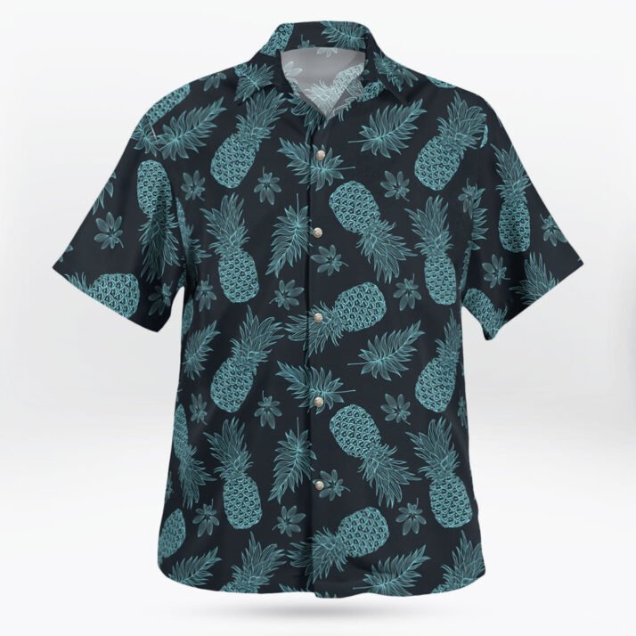 Pineapple and Leaf Hawaiian Shirt – Unisex Tropical Button-Up for Summer