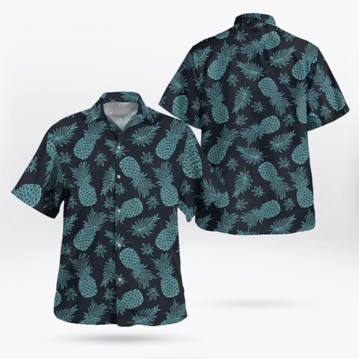 Pineapple and Leaf Hawaiian Shirt – Unisex Tropical Button-Up for Summer