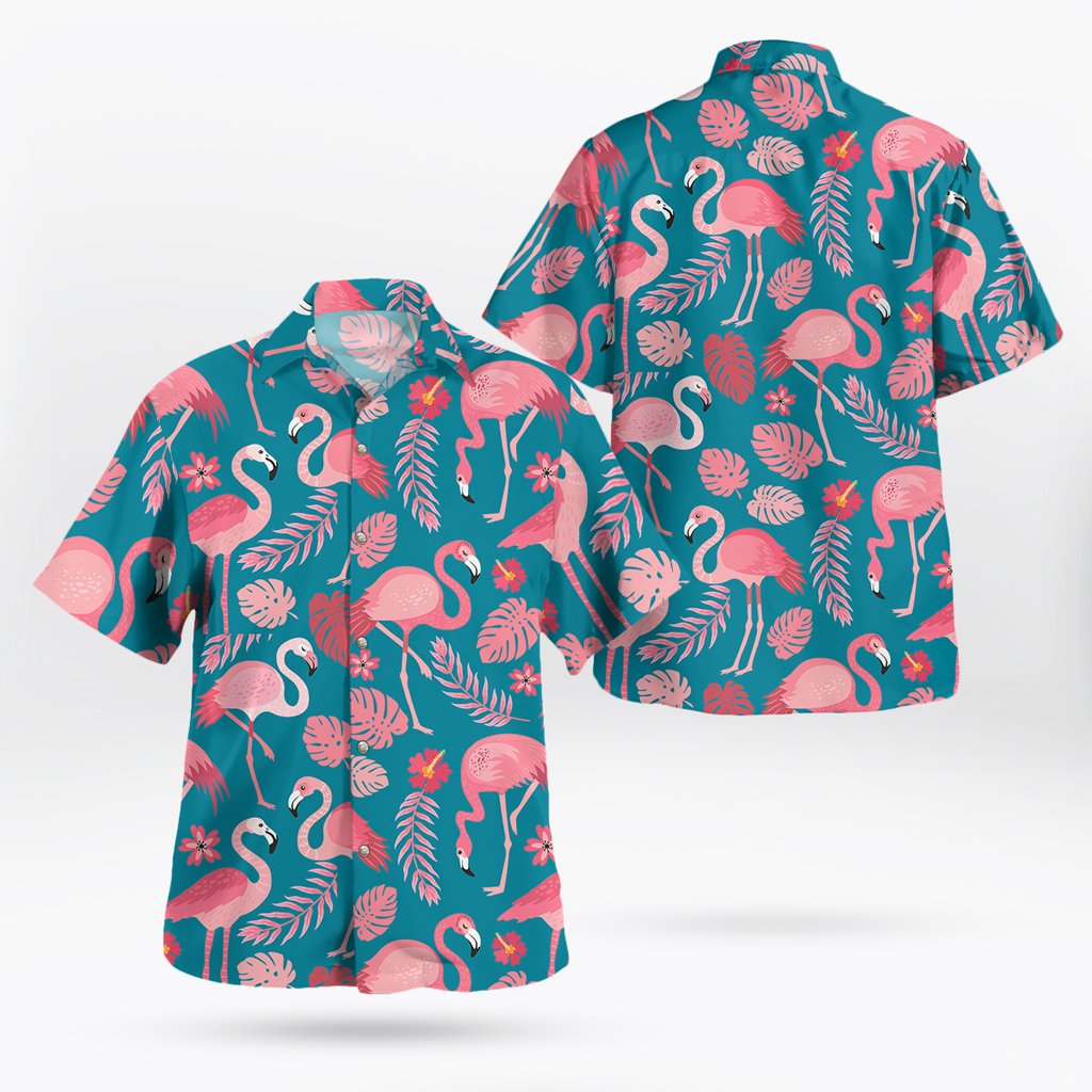Pink Flamingo Button Up Shirt Mens