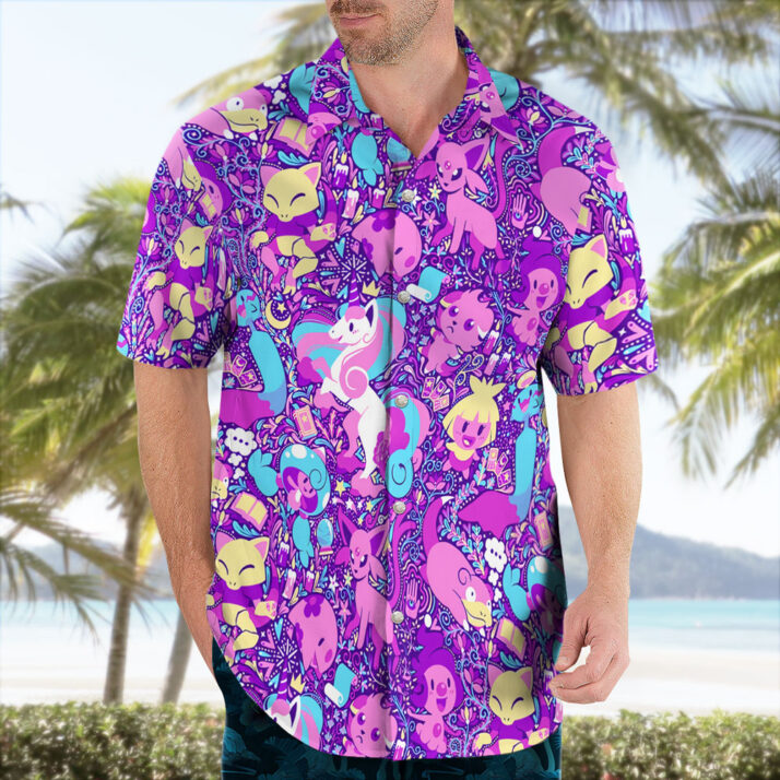 Pink Pokemon Hawaiian Shirt – Step Into a Pink Fantasy World - Image 2