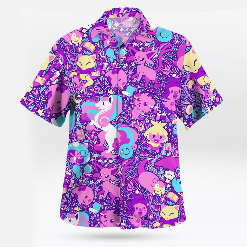 Pink Pokemon Hawaiian Shirt – Step Into a Pink Fantasy World 6 Pink Pokemon Hawaiian Shirt